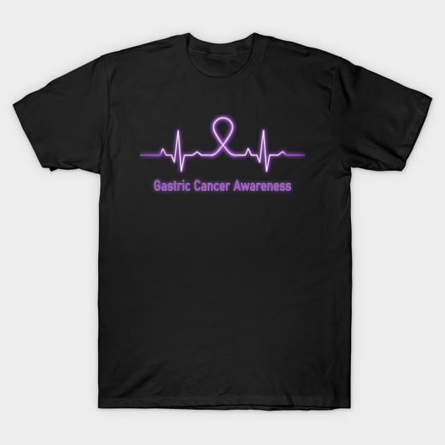 Gastric Cancer Awareness Heartbeat Fight Faith Hope Cure Believe Periwinkle Ribbon Warrior T-Shirt by celsaclaudio506